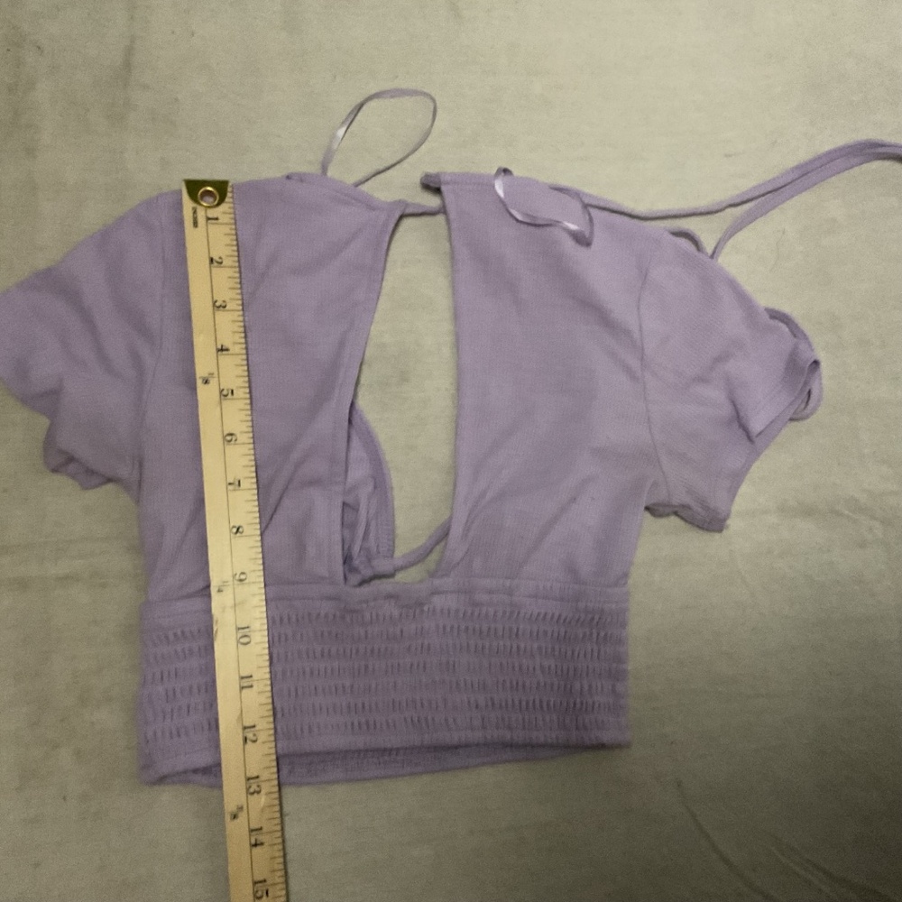 Purple Ribbed Crop Top - Picture 5 of 7